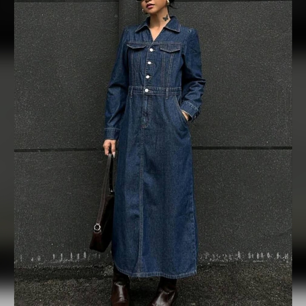 OSROSY Denim Long Sleeve Dress